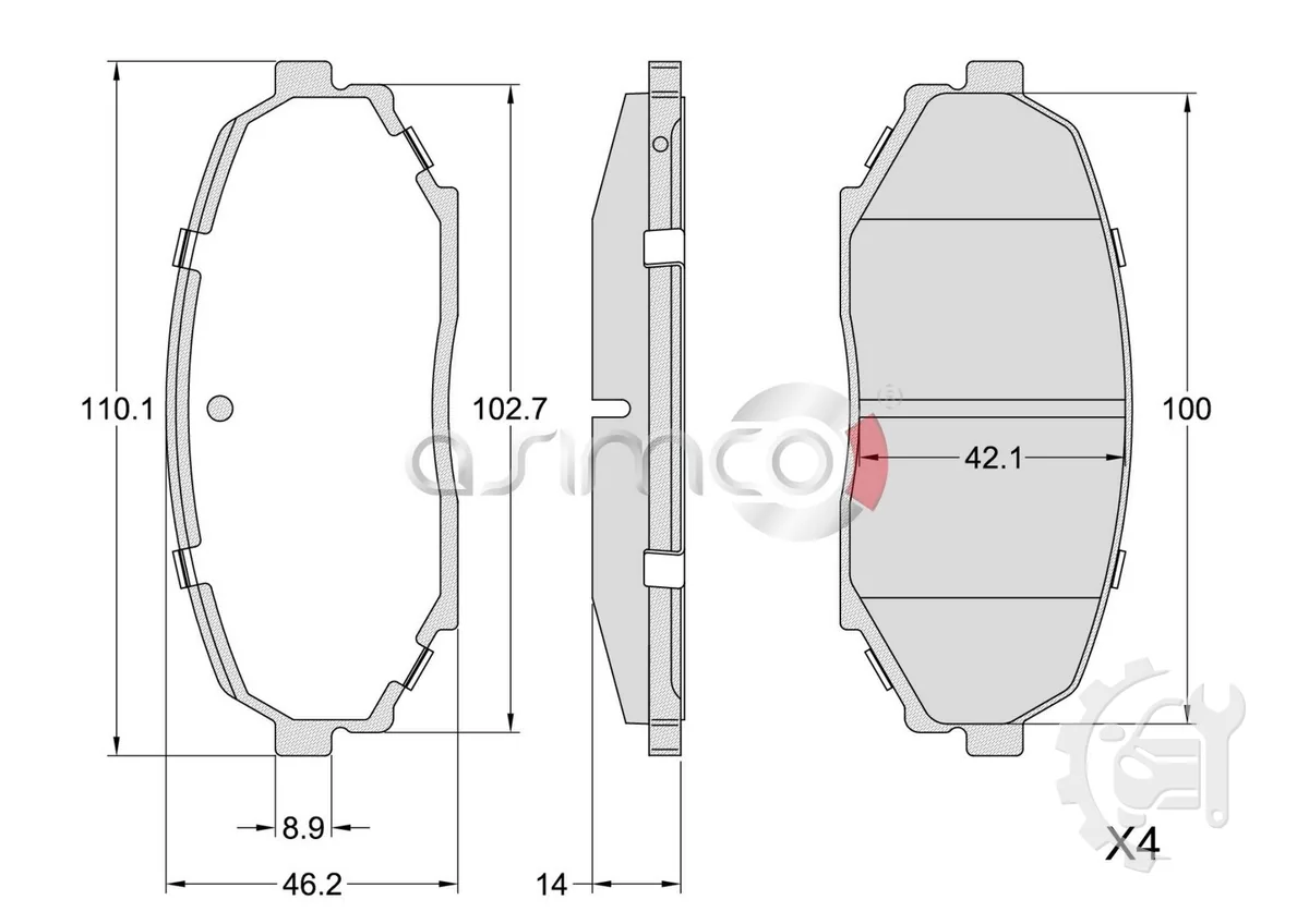 Asimco Front Brake Pads for Mitsubishi Pajero Mini