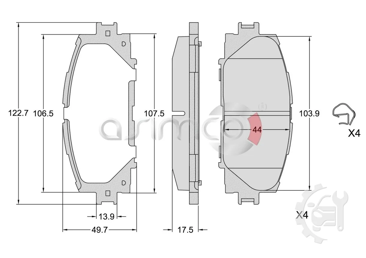 Asimco Front Brake Pads for Toyota Aqua