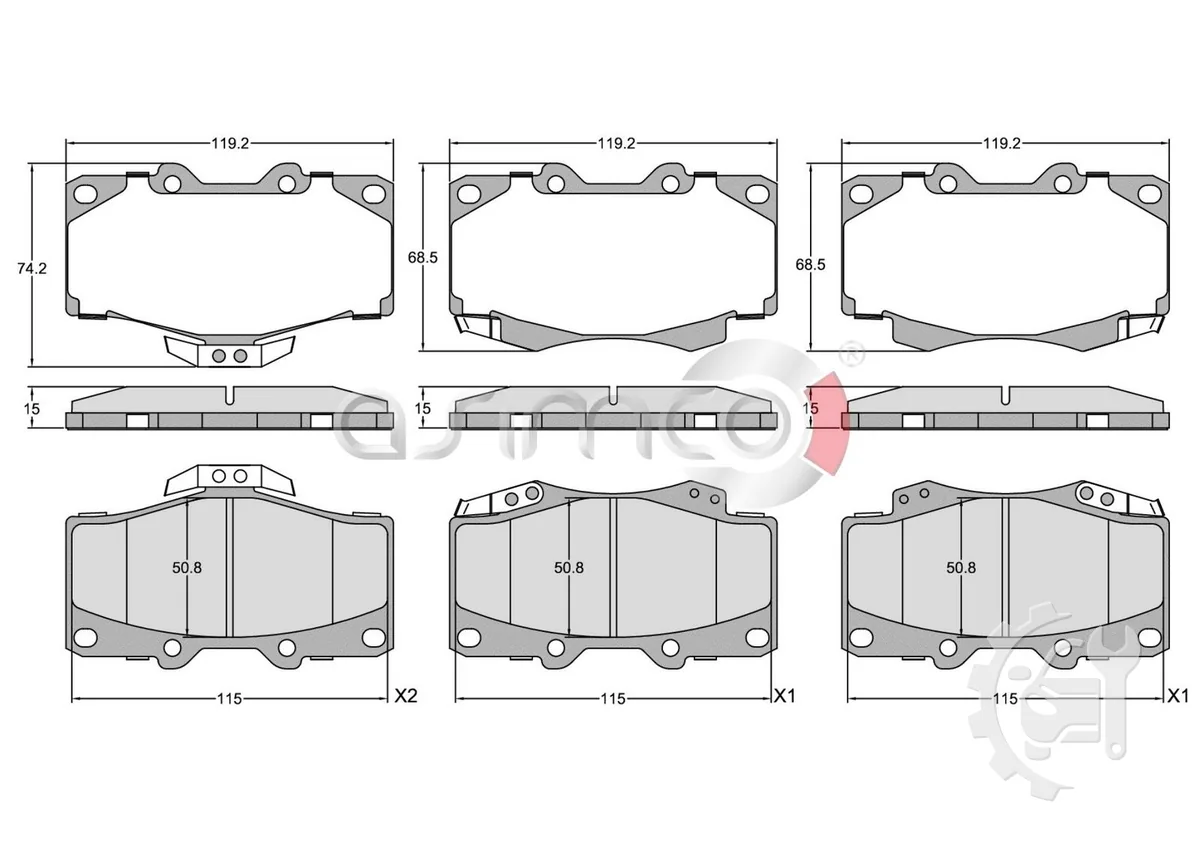 Asimco Front Brake Pads for Toyota Land Cruiser