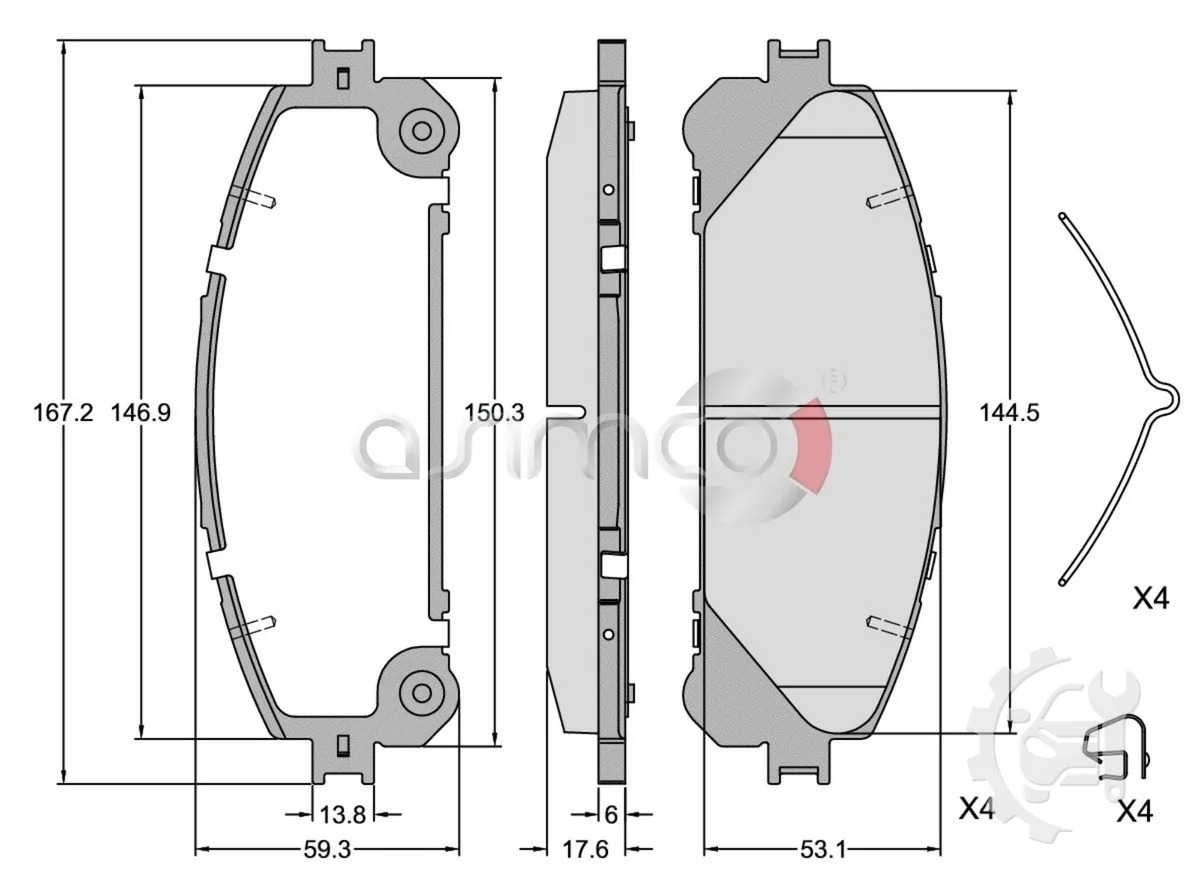 Asimco Front Brake Pads for Toyota Yaris
