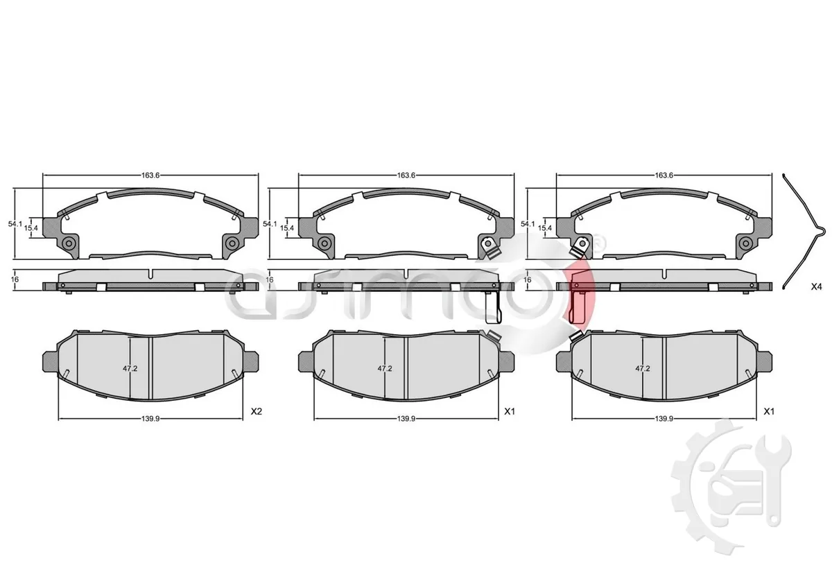 Asimco Front Brake Pads for Nissan Serena