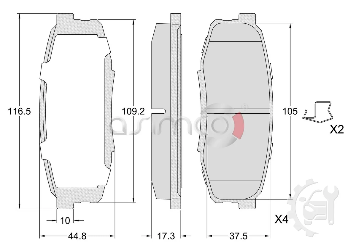 Asimco Rear Brake Pads for Toyota Sequoia
