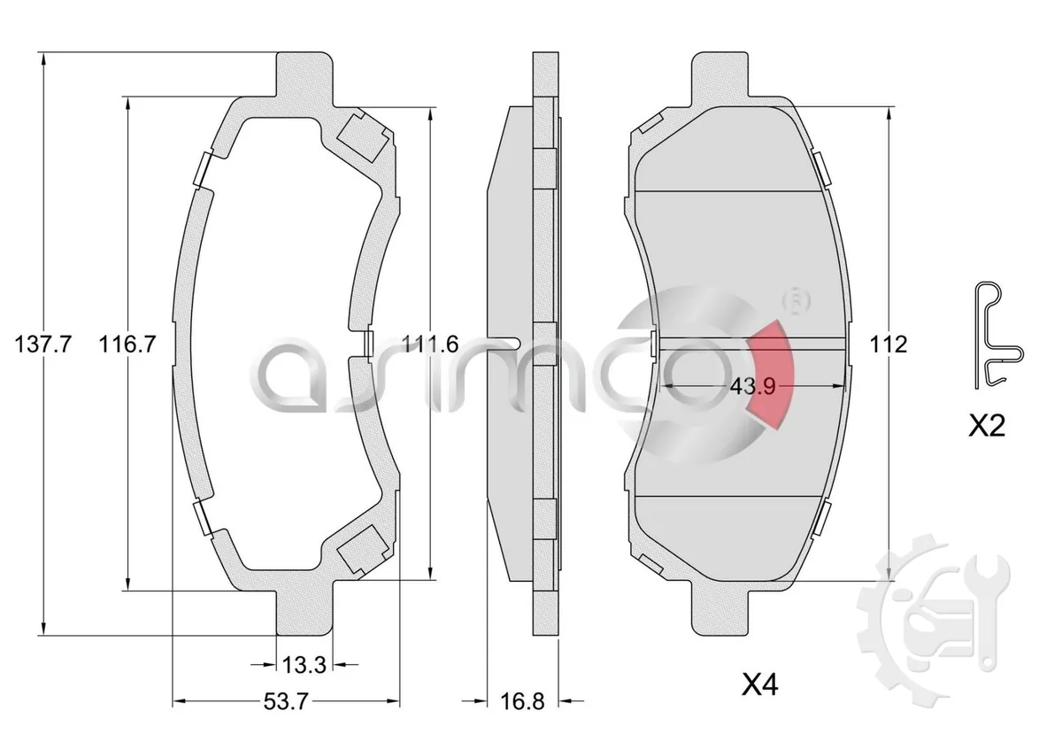 Asimco Front Brake Pads for Subaru Impreza