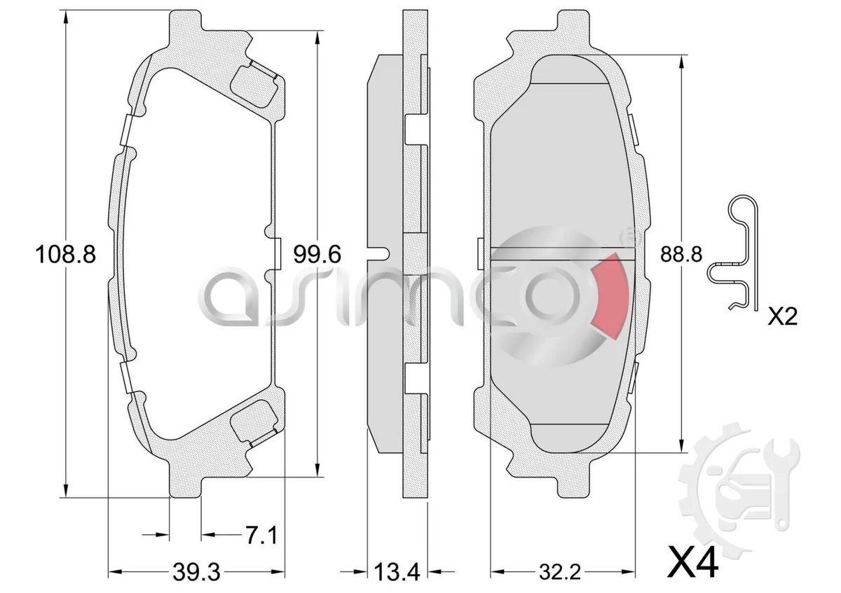 Asimco Rear Brake Pads for Subaru Forester (1998–2012)