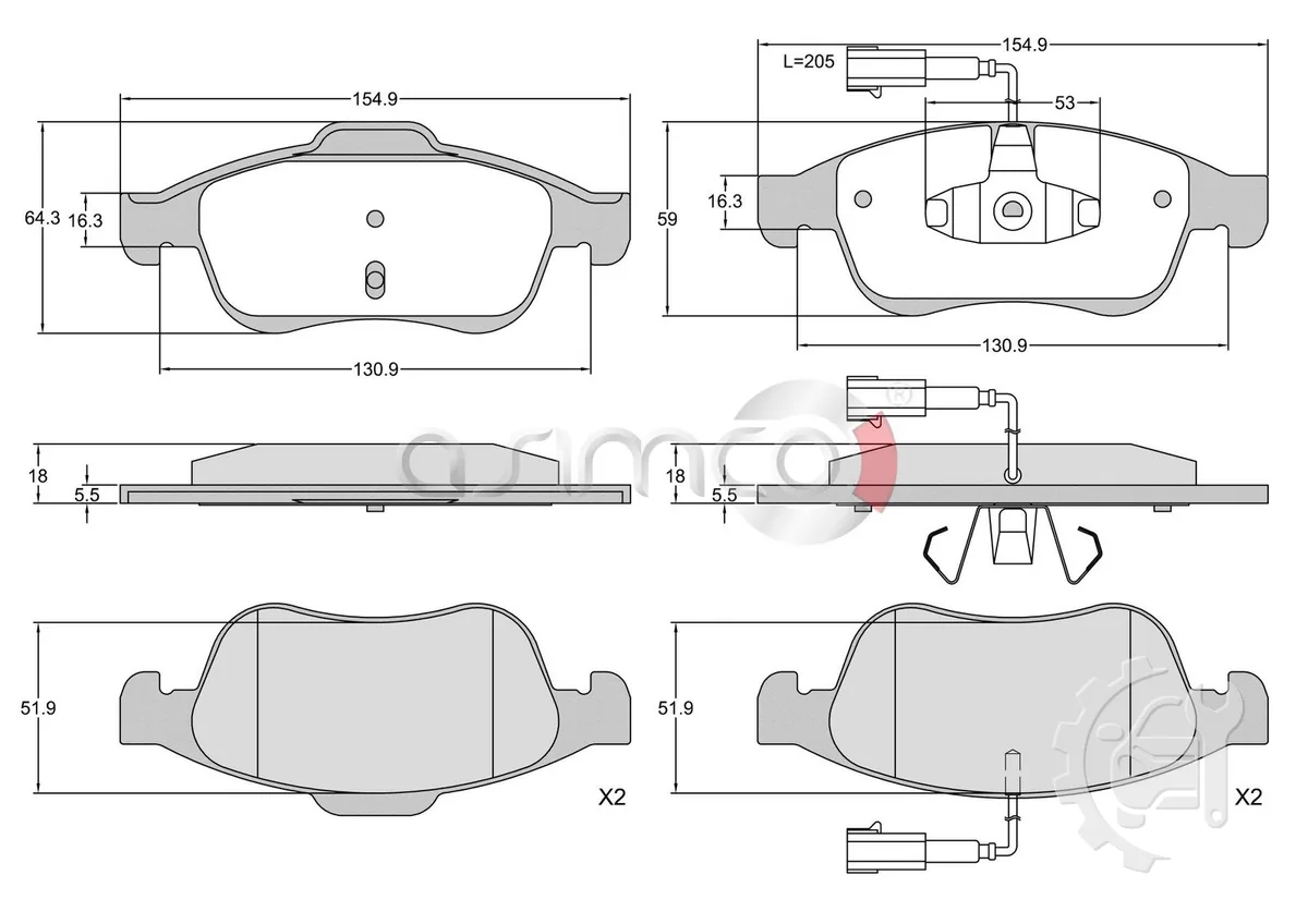 Asimco Front Brake Pads for Alfa Romeo Giulietta