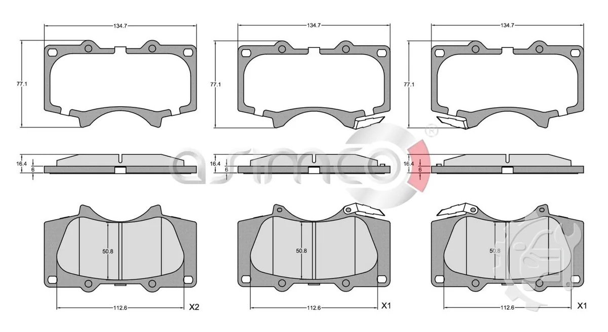 Asimco Front Brake Pads for Toyota Fortuner (From 2017)