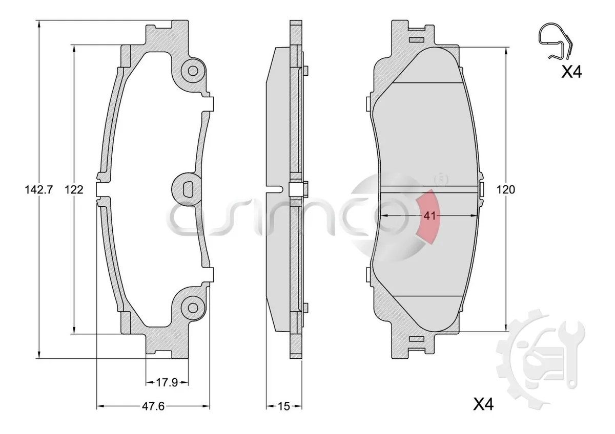 Asimco Rear Brake Pads for Toyota Land Cruiser