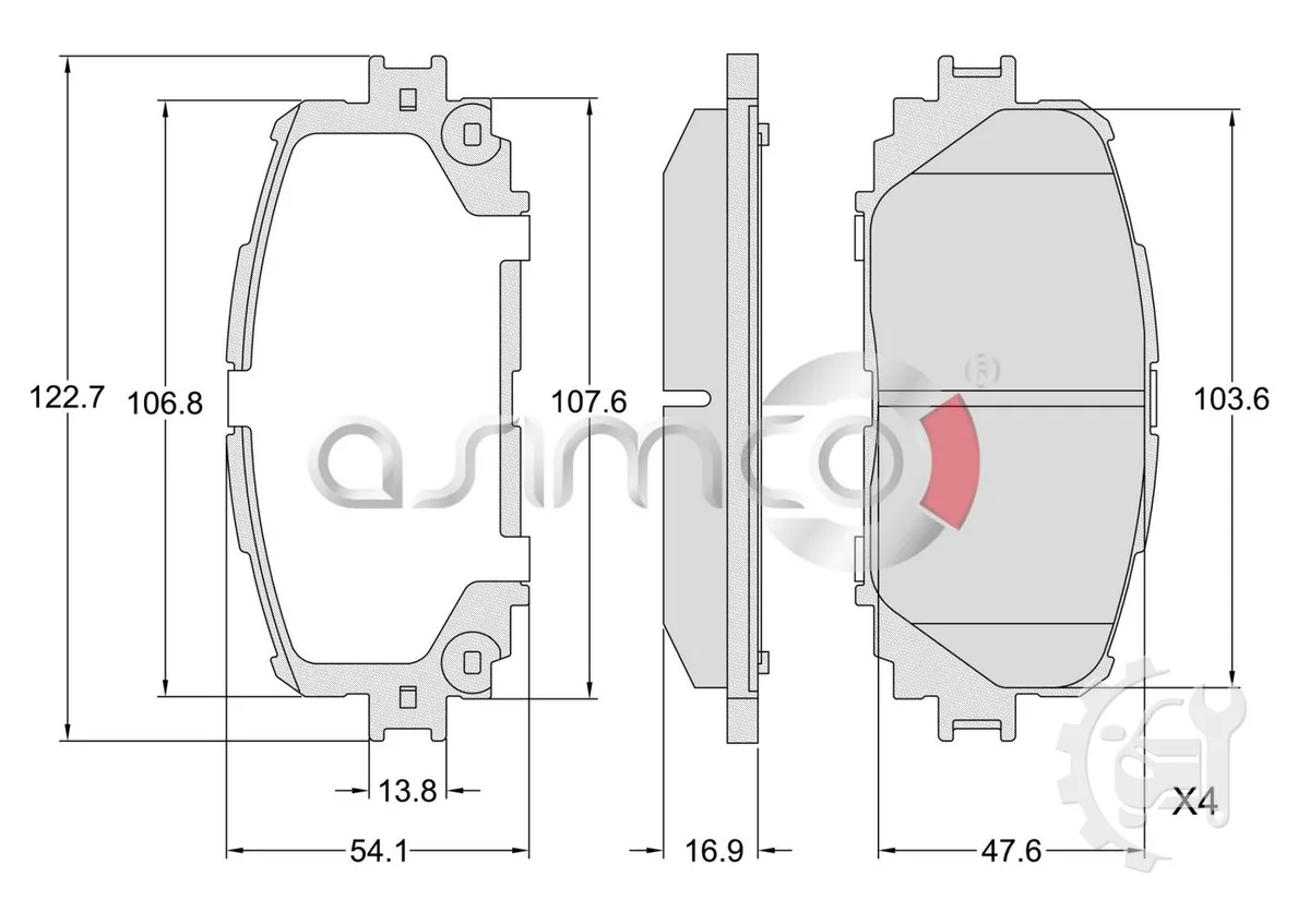 Asimco Front Brake Pads for Toyota Ractis