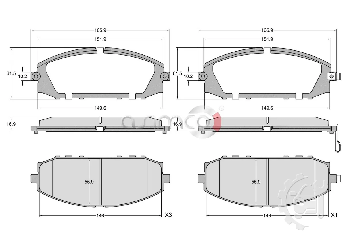 Asimco Front Brake Pads for Nissan Patrol (2001–2013)