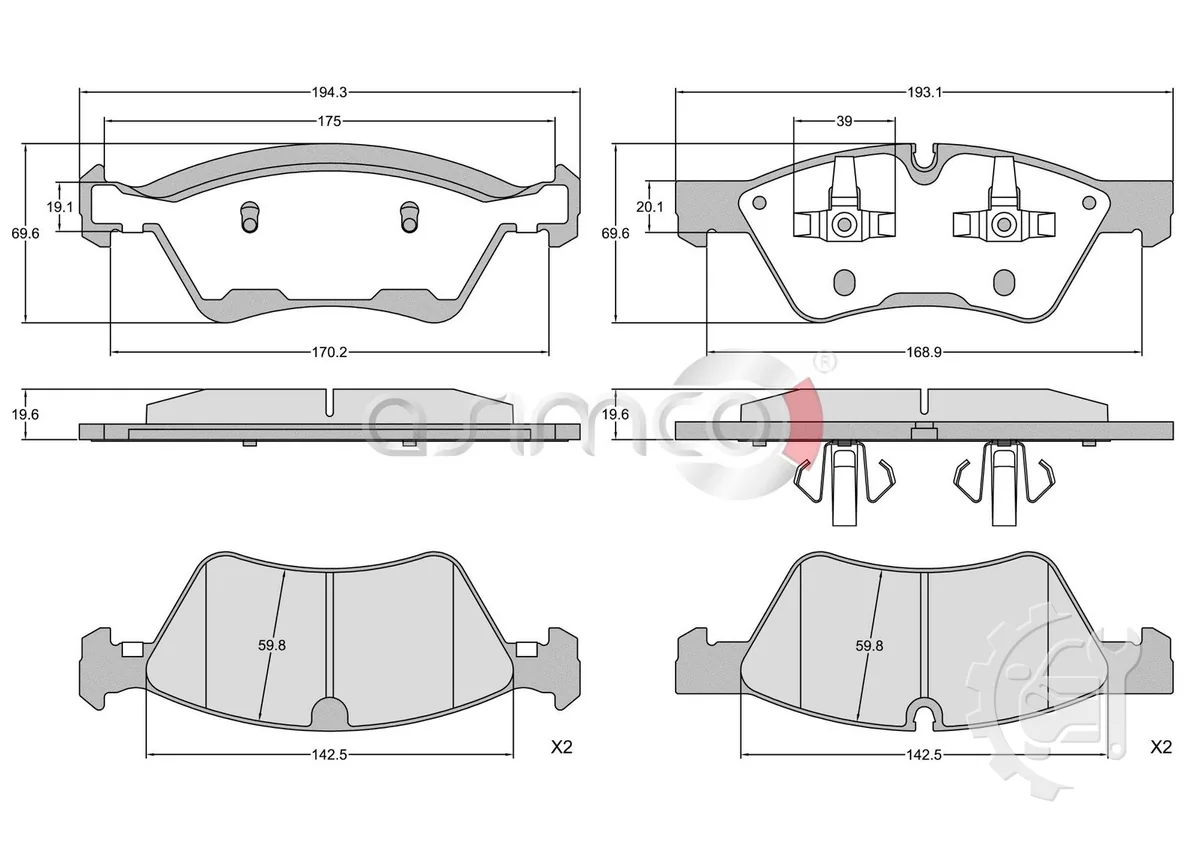 Asimco Front Brake Pads for Mercedes-Benz E-Class (2003–2008)