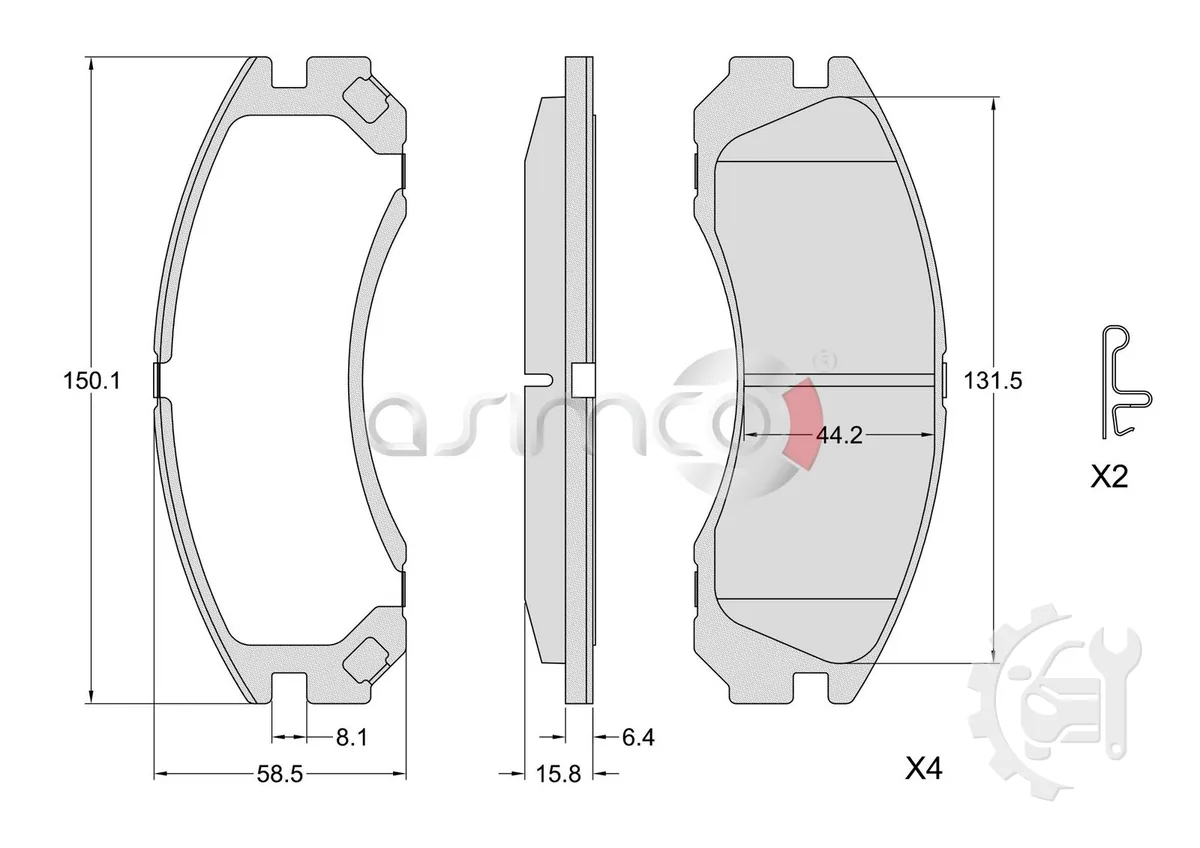 Asimco Front Brake Pads for Mitsubishi Mirage
