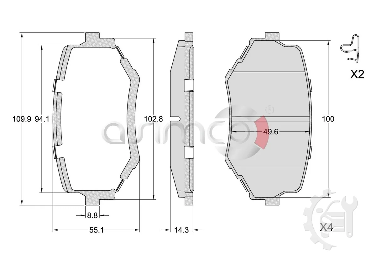 Asimco Front Brake Pads for Suzuki Escudo