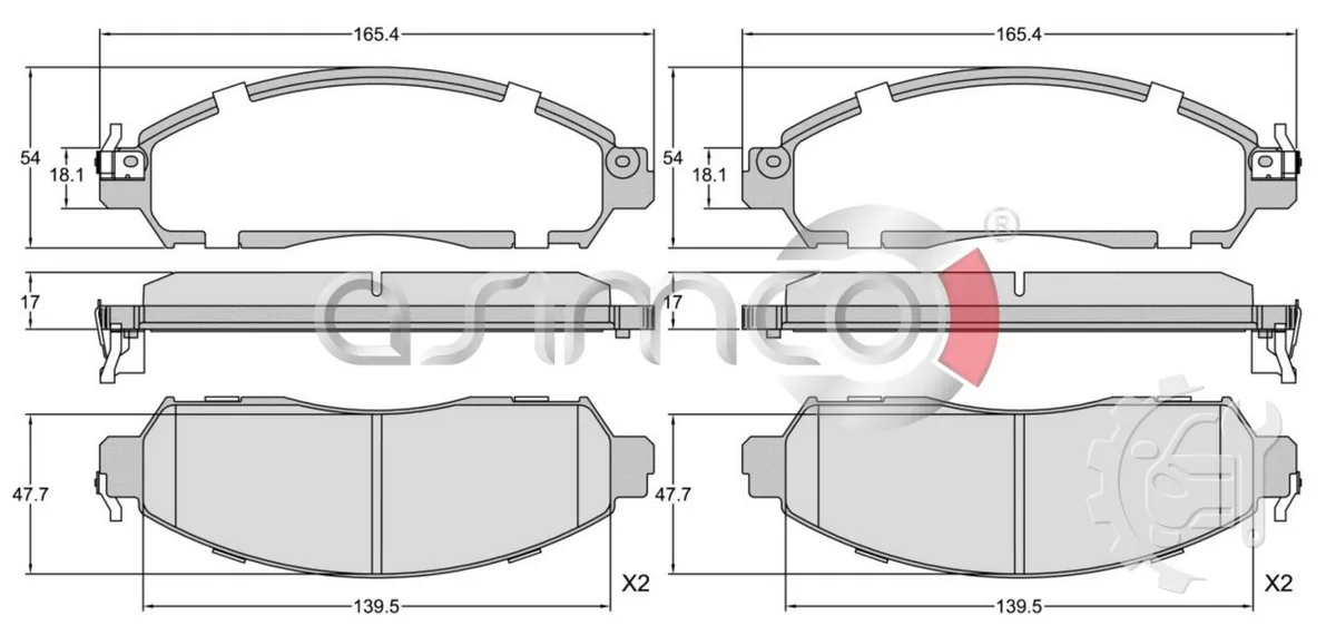 Asimco Front Brake Pads for Nissan Terra