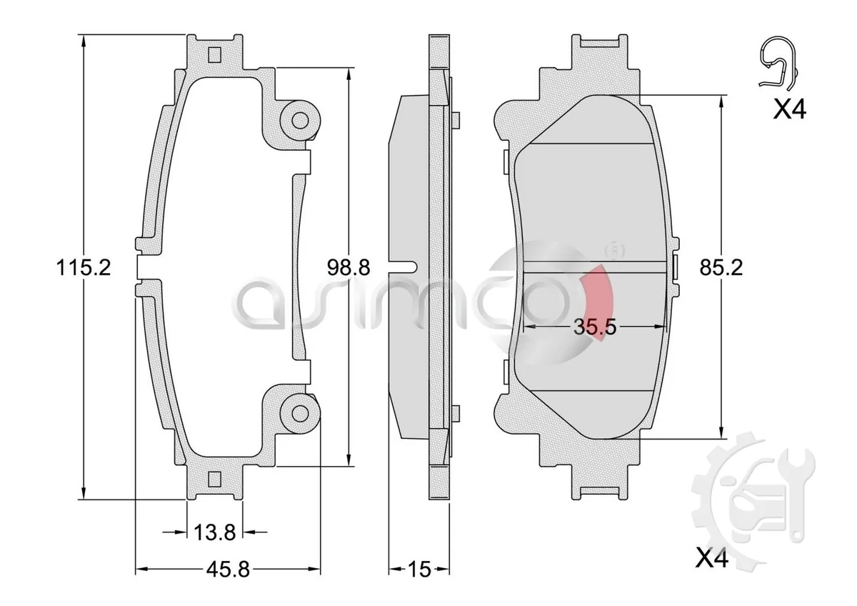 Asimco Rear Brake Pads for Toyota Fortuner