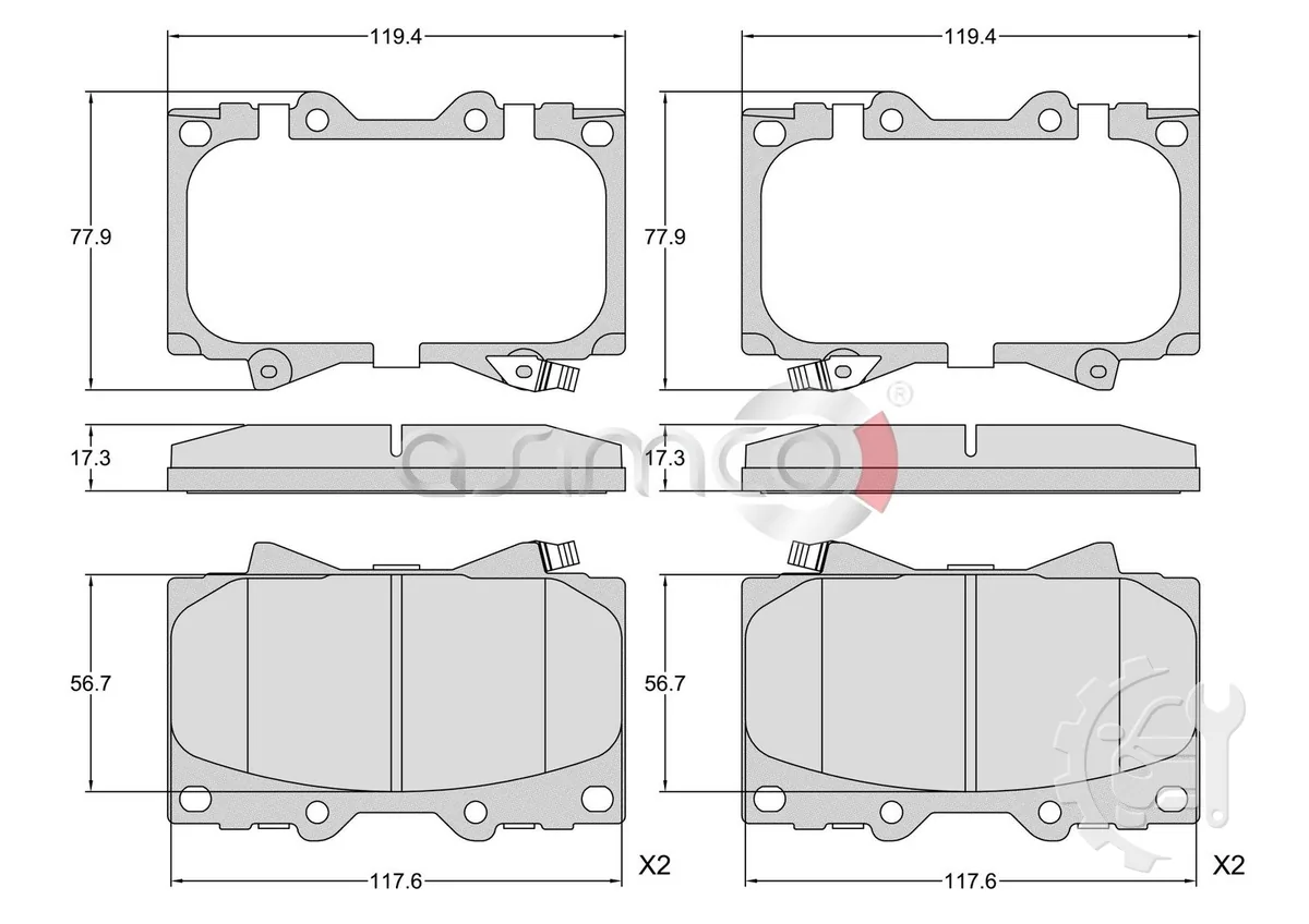 Asimco Front Brake Pads for Toyota Land Cruiser Pickup (VDJ79)