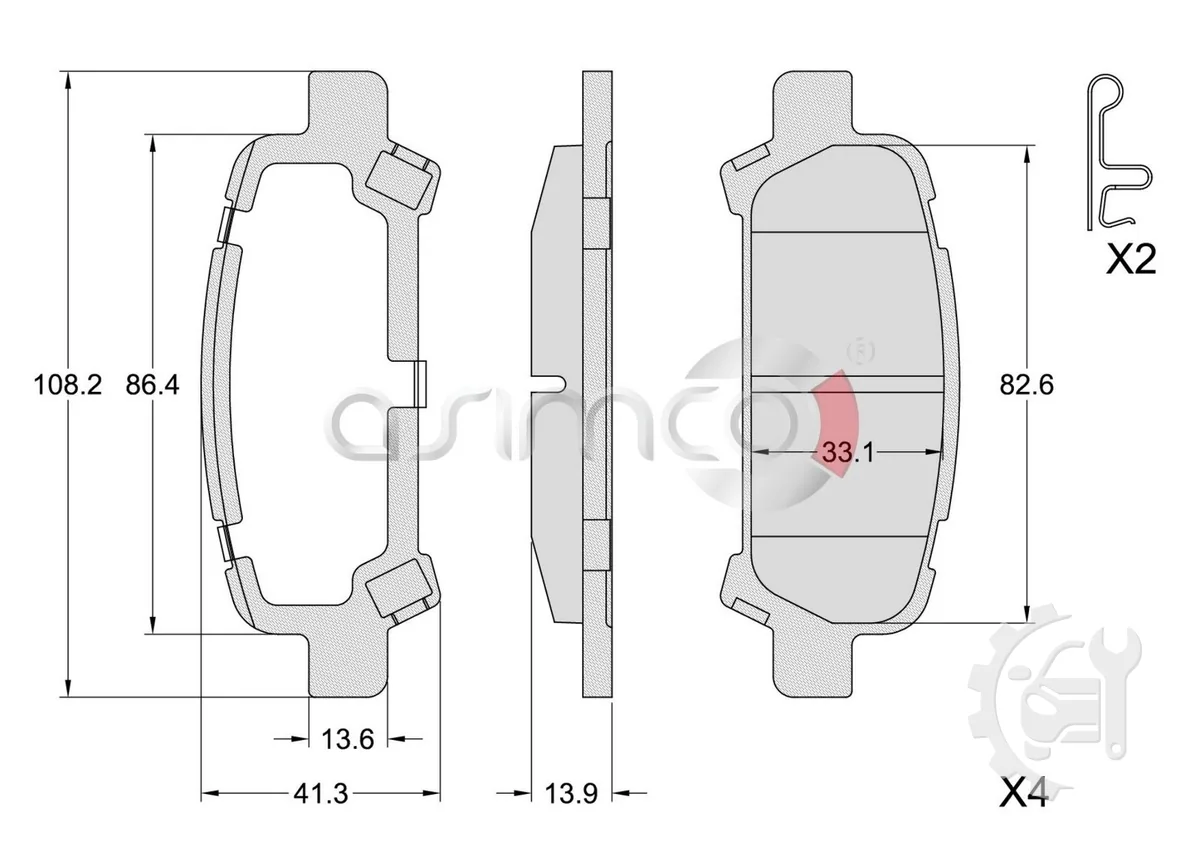 Asimco Rear Brake Pads for Subaru Legacy