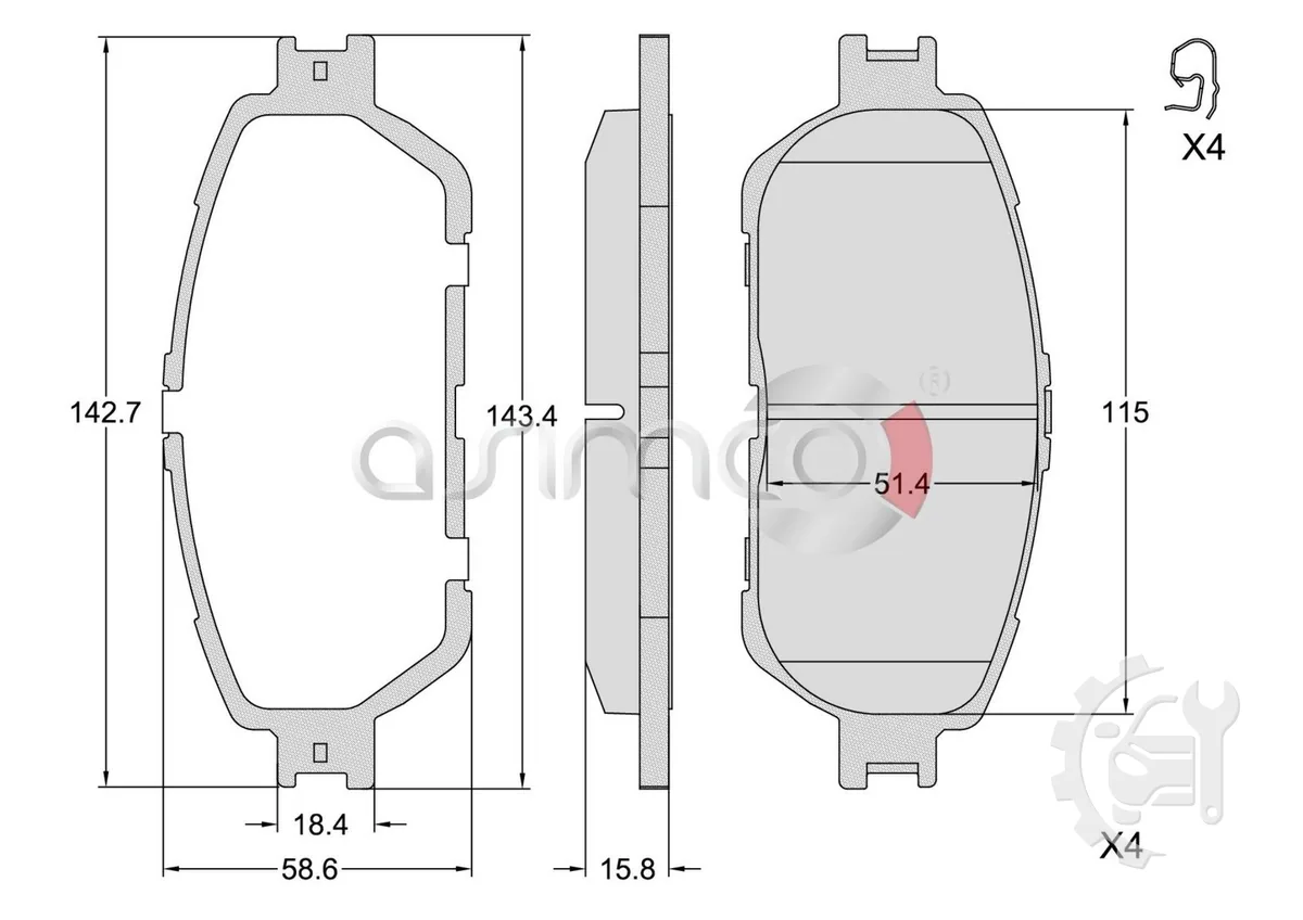 Asimco Front Brake Pads for Toyota Alphard