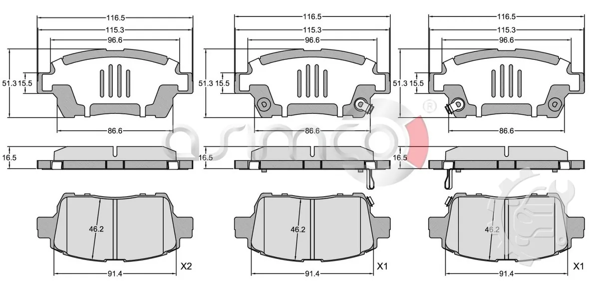 Asimco Front Brake Pads for Toyota Raum