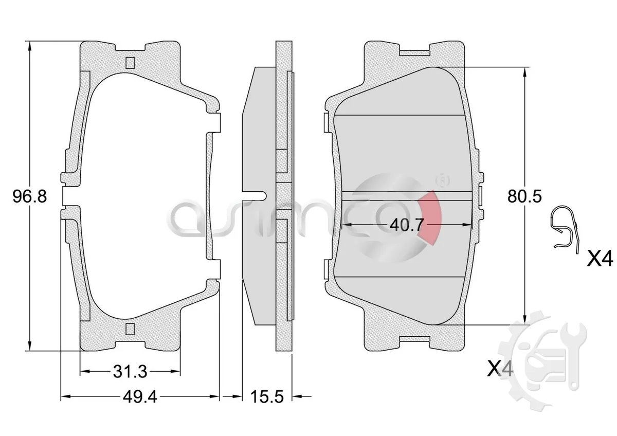 Asimco Rear Brake Pads for Toyota Aurion