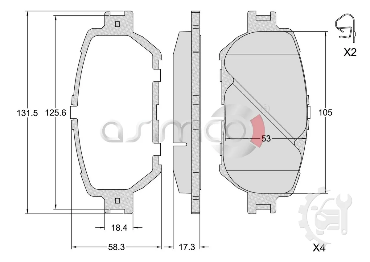 Asimco Front Brake Pads for Toyota Wish